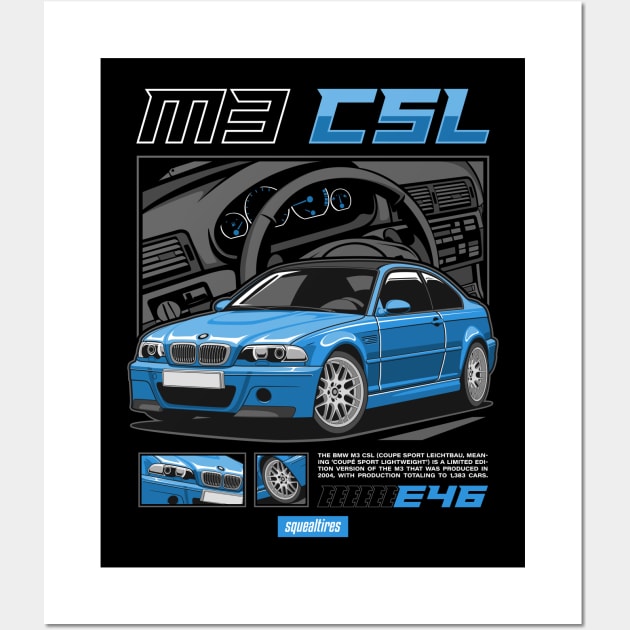 BMW E46 M3 CSL Wall Art by squealtires